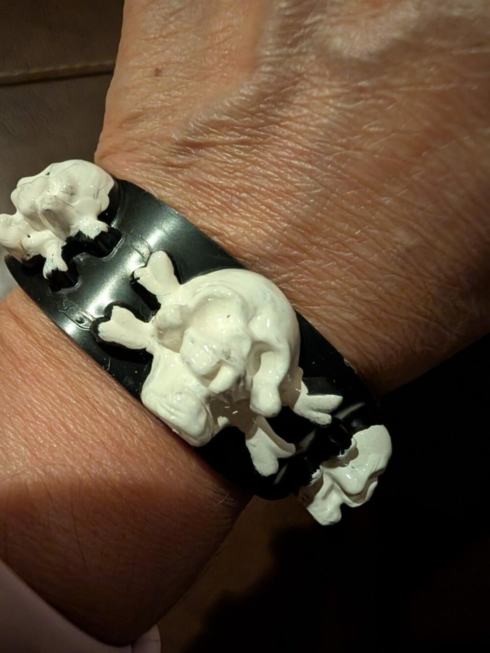 Halloween Rubber Black Bracelet with White Skull & Bones.